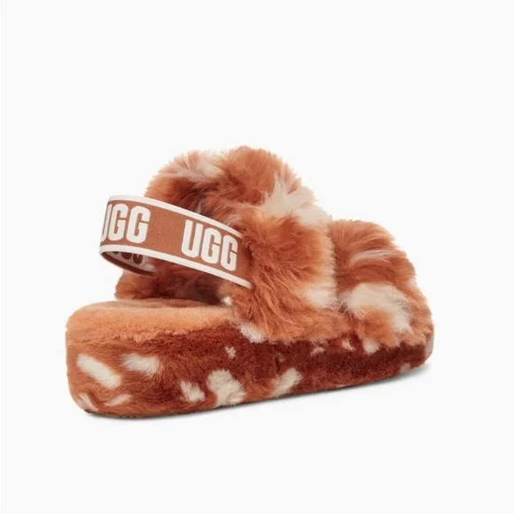 UGG Women's Oh Yeah Spots Slide Slipper Natural Deer Fawn Print New - Picture 5 of 16